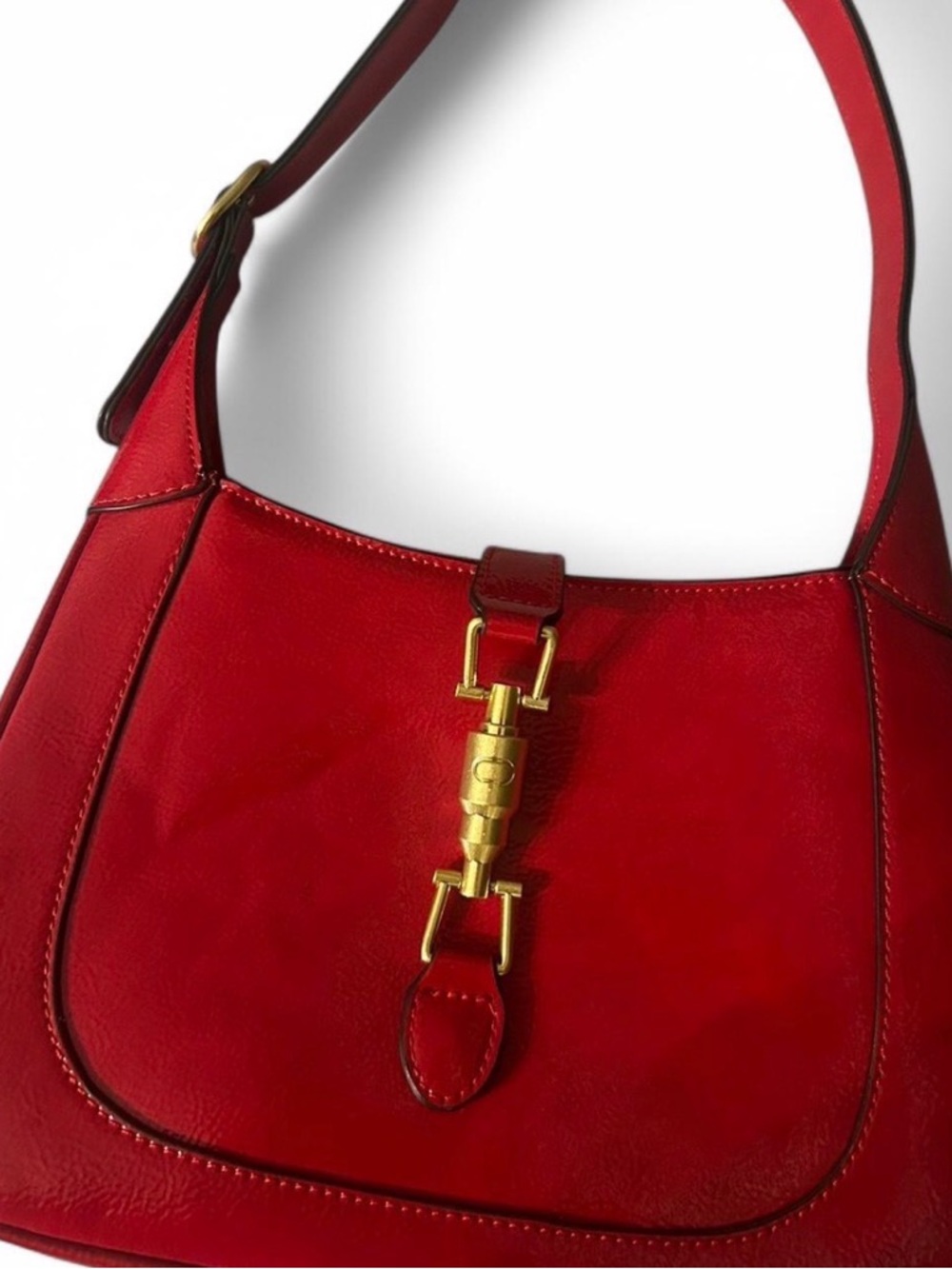 Classic Red Shoulder Bag with Gold Hardware